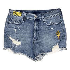 PINK Victoria Secret Arizona State University Embroidered ASU Denim Shorts SMALL